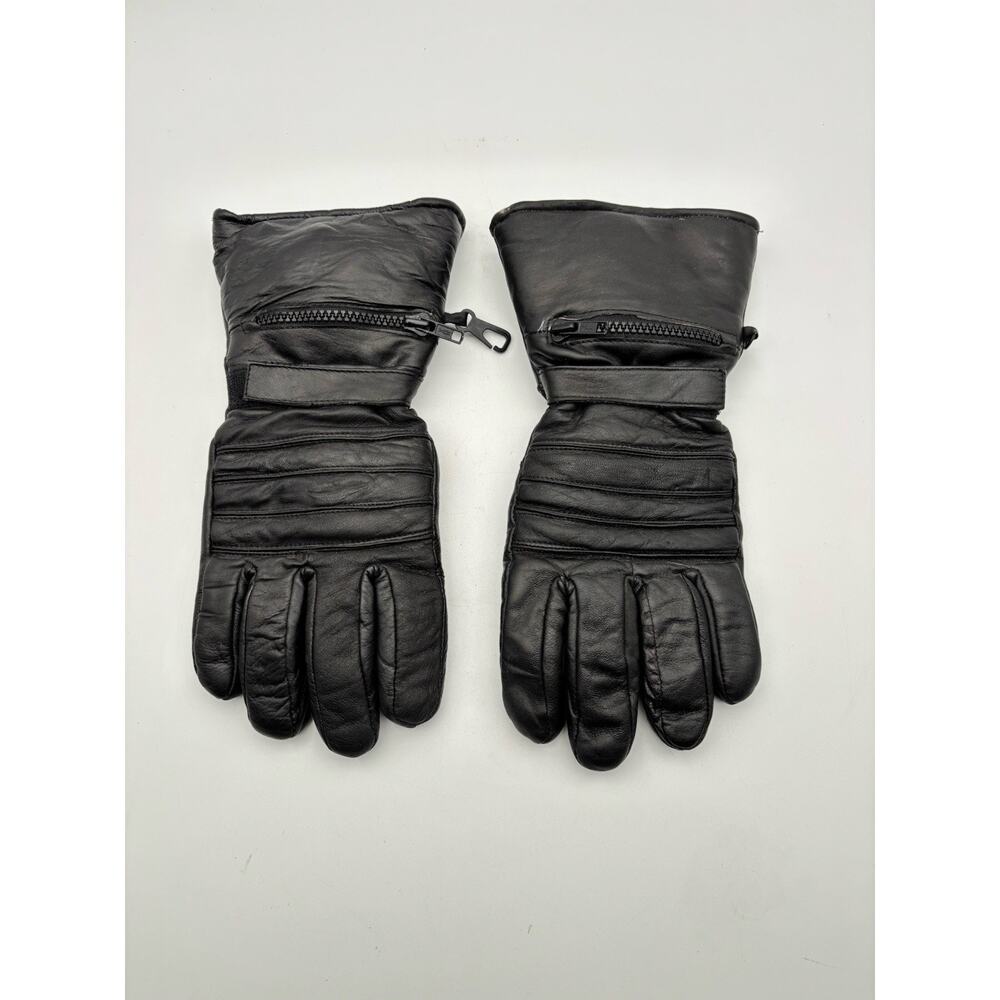 Genuine Leather Insulated Motorcycle Gloves Gauntlet And Strap Men's Medium M